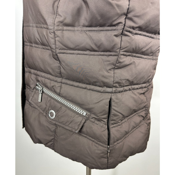 Eddie Bauer Goose Down Puffer Vest Women's XL Brown Quilted Snap Zip Pockets - Picture 3 of 8